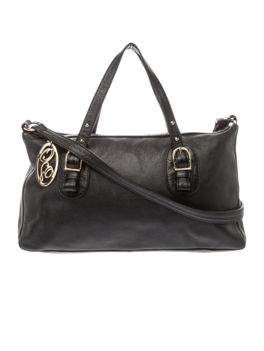 Onna Ehrlich Black Leather Satchel with Gold Charm - Women’s Everyday Tote